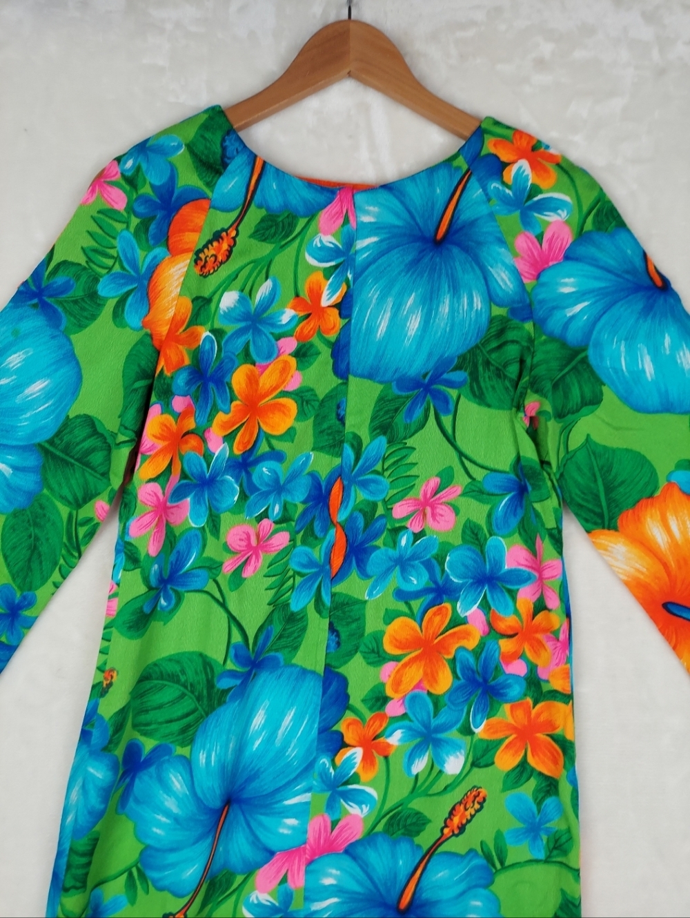 VTG 60/70s Pake Mu'u Maxi Dress POMARE M/L Neon Festival Boho Hippie Psychedelic - Picture 6 of 13